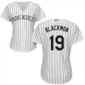 Wholesale Cheap Rockies #19 Charlie Blackmon White Strip Home Women's Stitched MLB Jersey