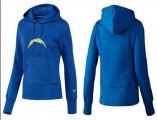 Wholesale Cheap Women's Los Angeles Chargers Logo Pullover Hoodie Blue