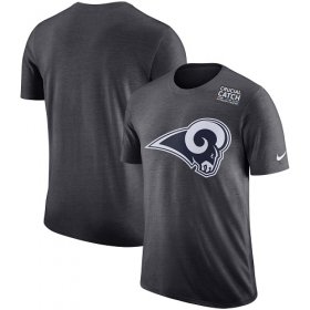 Wholesale Cheap NFL Men\'s Los Angeles Rams Nike Anthracite Crucial Catch Tri-Blend Performance T-Shirt