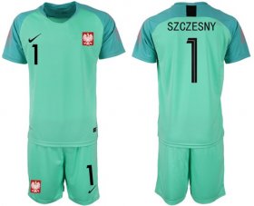 Wholesale Cheap Poland #1 Szczesny Green Goalkeeper Soccer Country Jersey