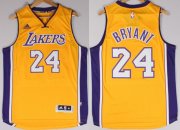 Wholesale Cheap Los Angeles Lakers #24 Kobe Bryant Revolution 30 Swingman 2014 New Yellow Jersey