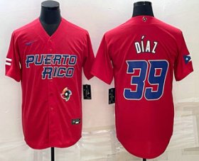Cheap Men\'s Puerto Rico Baseball #39 Edwin Diaz 2023 Red World Baseball Classic Stitched Jerseys