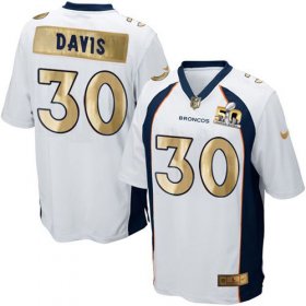 Wholesale Cheap Nike Broncos #30 Terrell Davis White Men\'s Stitched NFL Game Super Bowl 50 Collection Jersey