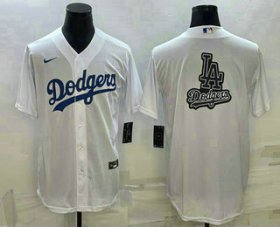 Cheap Men\'s Los Angeles Dodgers White Team Big Logo Cool Base Stitched Baseball Jerseys