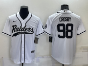 Wholesale Men's Las Vegas Raiders #98 Maxx Crosby White Stitched MLB Cool Base Nike Baseball Jersey
