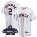 Wholesale Cheap Men's Houston Astros #2 Alex Bregman White 2022 World Series Champions Home Stitched Baseball Jersey