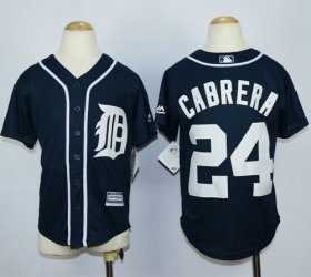 Wholesale Cheap Tigers #24 Miguel Cabrera Navy Blue Cool Base Stitched Youth MLB Jersey