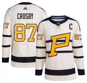 Cheap Men\'s Pittsburgh Penguins #87 Sidney Crosby Cream 2023 Winter Classic Stitched Jersey