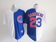 Wholesale Cheap Cubs #23 Ryne Sandberg White/Blue Split Fashion Stitched MLB Jersey