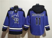 Wholesale Cheap Men's Colorado Rockies #11 Mike Moustakas Purple Ageless Must-Have Lace-Up Pullover Hoodie