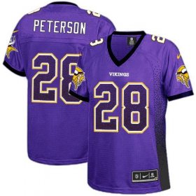 Wholesale Cheap Nike Vikings #28 Adrian Peterson Purple Team Color Women\'s Stitched NFL Elite Drift Fashion Jersey