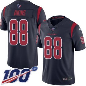 Wholesale Cheap Nike Texans #88 Jordan Akins Navy Blue Youth Stitched NFL Limited Rush 100th Season Jersey