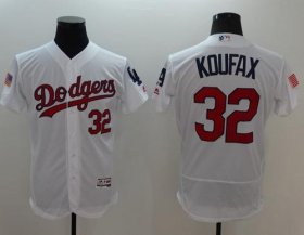 Wholesale Cheap Dodgers #32 Sandy Koufax White Fashion Stars & Stripes Flexbase Authentic Stitched MLB Jersey