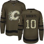 Wholesale Cheap Adidas Flames #10 Gary Roberts Green Salute to Service Stitched NHL Jersey