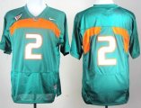 Wholesale Cheap Miami Hurricanes #2 With No Name Green Jersey