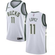 Wholesale Cheap Nike Bucks #11 Brook Lopez White NBA Swingman Association Edition Jersey