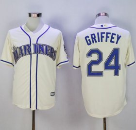 Wholesale Cheap Mariners #24 Ken Griffey Cream New Cool Base2016 Hall Of Fame Patch Stitched MLB Jersey