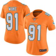 Wholesale Cheap Nike Dolphins #91 Cameron Wake Orange Women's Stitched NFL Limited Rush Jersey