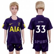 Wholesale Cheap Tottenham Hotspur #33 Davies Sec Away Kid Soccer Club Jersey