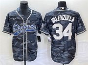 Wholesale Cheap Men's Los Angeles Dodgers #34 Toro Valenzuela Gray Camo Cool Base With Patch Stitched Baseball Jersey