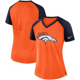 Wholesale Cheap Women\'s Denver Broncos Nike Orange-Navy Top V-Neck T-Shirt