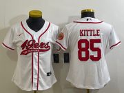 Wholesale Cheap Women's San Francisco 49ers #85 George Kittle White With Patch Cool Base Stitched Baseball Jersey