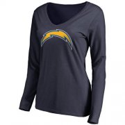 Wholesale Cheap Women's Los Angeles Chargers Pro Line Primary Team Logo Slim Fit Long Sleeve T-Shirt Navy
