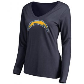 Wholesale Cheap Women\'s Los Angeles Chargers Pro Line Primary Team Logo Slim Fit Long Sleeve T-Shirt Navy