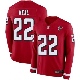Wholesale Cheap Nike Falcons #22 Keanu Neal Red Team Color Men\'s Stitched NFL Limited Therma Long Sleeve Jersey