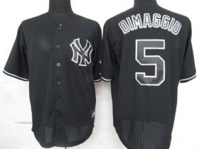 Wholesale Cheap Yankees #5 Joe DiMaggio Black Fashion Stitched MLB Jersey