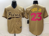 Wholesale Cheap Men's San Diego Padres #23 Fernando Tatis Jr Number Tan NEW 2023 City Connect Cool Base Stitched Jersey