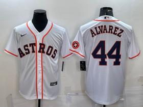 Wholesale Cheap Men\'s Houston Astros #44 Yordan Alvarez White With Patch Stitched MLB Cool Base Nike Jersey