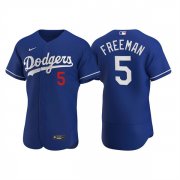 Wholesale Cheap Men's Los Angeles Dodgers #5 Freddie Freeman Royal Flex Base Stitched Jersey