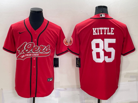 Wholesale Men\'s San Francisco 49ers #85 George Kittle Red Stitched Cool Base Nike Baseball Jersey