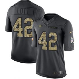 Wholesale Cheap Nike 49ers #42 Ronnie Lott Black Men\'s Stitched NFL Limited 2016 Salute to Service Jersey