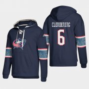 Wholesale Cheap Columbus Blue Jackets #6 Adam Clendening Blue adidas Lace-Up Pullover Hoodie
