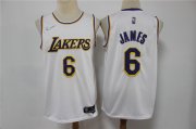 Wholesale Cheap Men's Los Angeles Lakers #6 LeBron James White 75th Anniversary Diamond 2021 Stitched Jersey