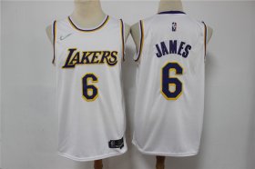Wholesale Cheap Men\'s Los Angeles Lakers #6 LeBron James White 75th Anniversary Diamond 2021 Stitched Jersey