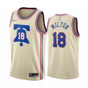 Wholesale Cheap Philadelphia 76ers #18 Shake Milton Cream NBA Swingman 2020-21 Earned Edition Jersey