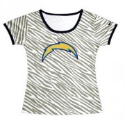 Wholesale Cheap Women's Los Angeles Chargers Sideline Legend Authentic Logo Zebra Stripes T-Shirt