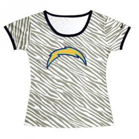 Wholesale Cheap Women\'s Los Angeles Chargers Sideline Legend Authentic Logo Zebra Stripes T-Shirt