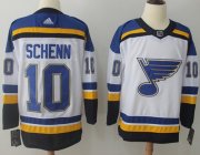 Wholesale Cheap Adidas Blues #10 Brayden Schenn White Road Authentic Stitched NHL Jersey