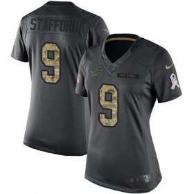 Wholesale Cheap Nike Lions #9 Matthew Stafford Black Women\'s Stitched NFL Limited 2016 Salute to Service Jersey