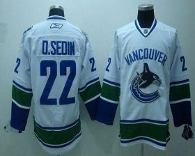 Wholesale Cheap Canucks #22 D.sedin White Embroidered Youth NHL Jersey