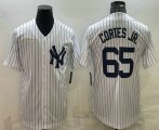 Wholesale Cheap Men's New York Yankees #65 Nestor Cortes Jr White Pinstripe Stitched MLB Cool Base Nike Jersey