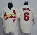 Wholesale Cheap Mitchell And Ness 1963 Cardinals #6 Stan Musial Cream Throwback Stitched MLB Jersey