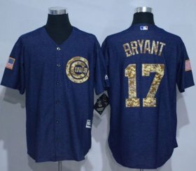 Wholesale Cheap Cubs #17 Kris Bryant Denim Blue Salute to Service Stitched MLB Jersey