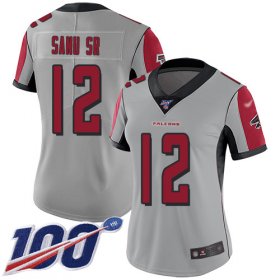 Wholesale Cheap Nike Falcons #12 Mohamed Sanu Sr Silver Women\'s Stitched NFL Limited Inverted Legend 100th Season Jersey