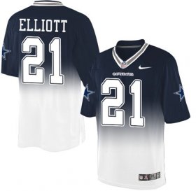 Wholesale Cheap Nike Cowboys #21 Ezekiel Elliott Navy Blue/White Men\'s Stitched NFL Elite Fadeaway Fashion Jersey