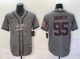 Cheap Men's Cleveland Browns #95 Myles Garrett Gray With Patch Cool Base Stitched Baseball Jersey